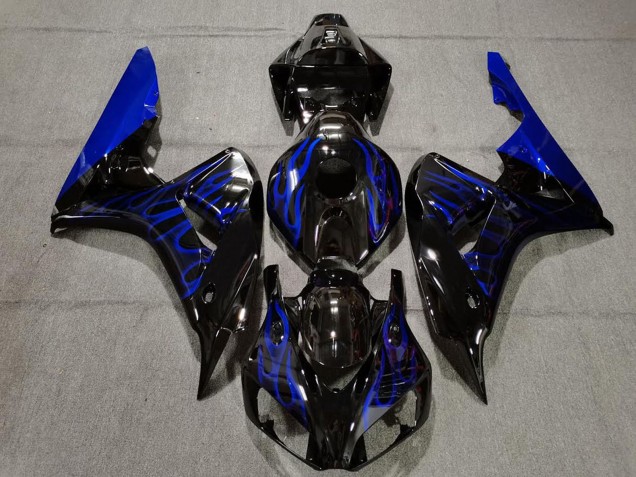 Carenado Moto Honda CBR1000RR 2006-2007 - Negro Brillante Azul Llama Baratos