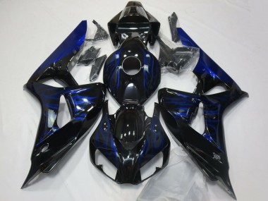 Carenados Moto Honda CBR1000RR 2006-2007 - Negro Brillante Azul Llama Baratos