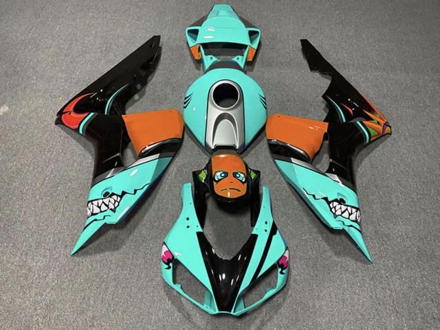 Carenados Moto Honda CBR1000RR 2006-2007 - Cian Azul Naranja Negro Brillante Tiburón Baratos