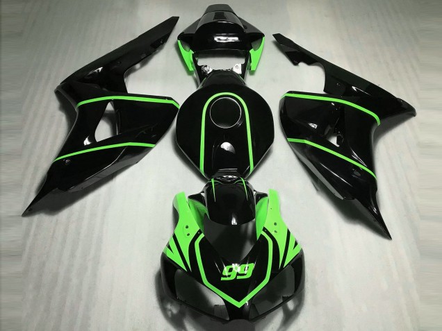 Carenados Moto Honda CBR1000RR 2006-2007 - Negro Brillante Alta Visibilidad Verde Baratos