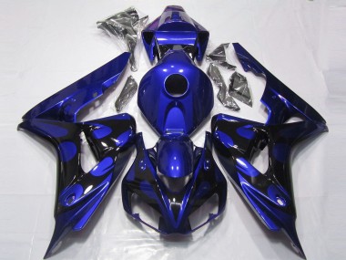 Carenados Moto Honda CBR1000RR 2006-2007 - Azul Negro Brillante Llama Baratos
