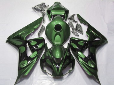 Carenados Moto Honda CBR1000RR 2006-2007 - Verde Negro Brillante Llama Baratos