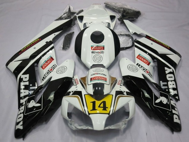 Carenados Moto Honda CBR1000RR 2004-2005 - Blanco Negro Brillante Amarillo Playboy 14 Baratos