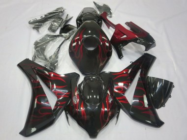 Carenados Moto Honda CBR1000RR 2008-2011 - Negro Brillante Rojo Llama Baratos