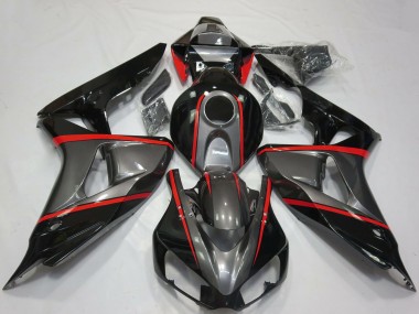Carenados Moto Honda CBR1000RR 2006-2007 - Gris Negro Brillante Rojo Raya Baratos