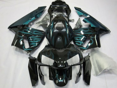 Carenados Moto Honda CBR600RR 2003-2004 - Negro Brillante Verde Llama Baratos