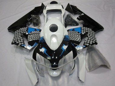 Carenados Moto Honda CBR600RR 2003-2004 - Blanco Azul Negro Brillante Splatter Baratos