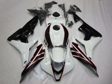 Carenados Moto Honda CBR600RR 2007-2008 - Blanco Negro Brillante OEM Estilo Baratos