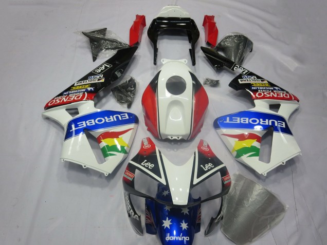 Kits Carenado Moto Honda CBR600RR 2003-2004 - Blanco Rojo Azul Negro Brillante EuroBet Baratos