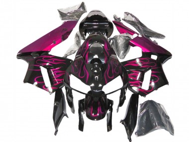 Carenados Moto Honda CBR600RR 2005-2006 - Negro Brillante Rosa Llama Baratos