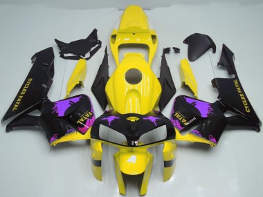 Carenados Moto Honda CBR600RR 2005-2006 - Negro Brillante Amarillo Púrpura Splatter Baratos