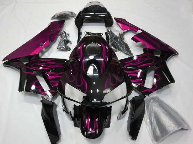 Carenado Moto Honda CBR600RR 2003-2004 - Negro Brillante Púrpura Llama Baratos