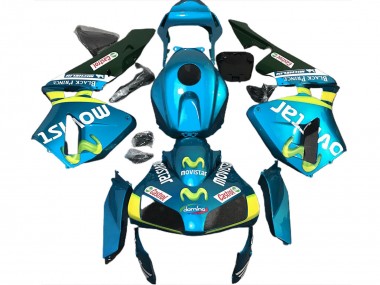 Carenados Moto Honda CBR600RR 2003-2004 - Azul Claro Amarillo Verde MoviStar Baratos