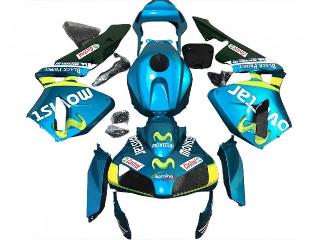 Carenados Moto Honda CBR600RR 2003-2004 - Azul Claro Amarillo Verde MoviStar Baratos
