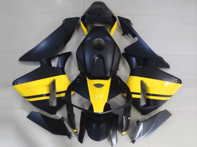 Carenados Moto Honda CBR600RR 2005-2006 - Negro Mate Amarillo Brillante Baratos