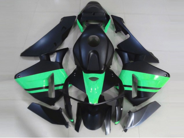 Carenados Moto Honda CBR600RR 2005-2006 - Negro Mate Especial Verde Baratos