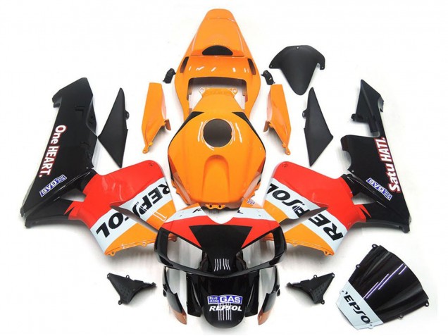 Carenados Moto Honda CBR600RR 2003-2004 - Naranja Blanco Rojo Negro Brillante One Heart Repsol Baratos
