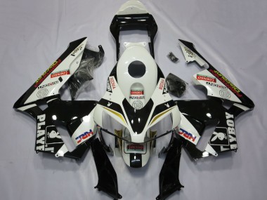 Carenados Moto Honda CBR600RR 2003-2004 - Blanco Amarillo Negro Brillante HRC Playboy Baratos