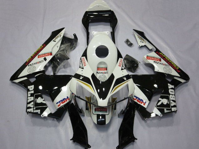 Carenados Moto Honda CBR600RR 2003-2004 - Blanco Amarillo Negro Brillante HRC Playboy Baratos