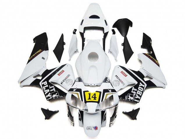 Carenados Moto Honda CBR600RR 2003-2004 - Blanco Amarillo Negro Brillante Playboy 14 Baratos
