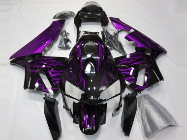 Carenados Moto Honda CBR600RR 2003-2004 - Negro Brillante Púrpura Llama Baratos