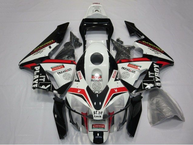 Carenados Moto Honda CBR600RR 2003-2004 - Blanco Rojo Negro Brillante Playboy Baratos