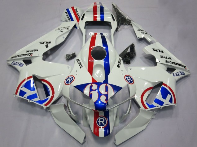 Carenados Moto Honda CBR600RR 2003-2004 - Blanco Rojo Azul Repsol 69 Baratos