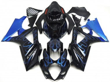 Carenados Moto Suzuki GSXR 1000 2007-2008 - Negro Brillante Azul Llama Baratos