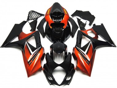 Carenados Moto Suzuki GSXR 1000 2007-2008 - Negro Brillante Naranja Baratos