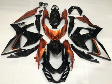 Carenados Moto Suzuki GSXR 1000 2009-2016 - Negro Brillante Shiny Naranja Baratos