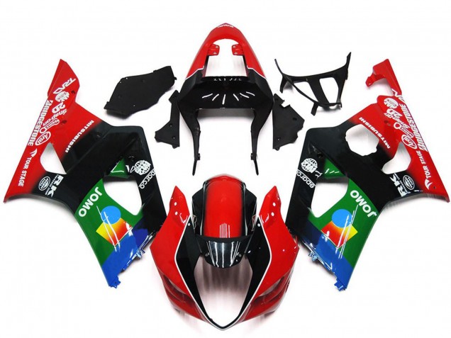 Carenados Moto Suzuki GSXR 1000 2003-2004 - Rojo Negro Verde JOMO Baratos