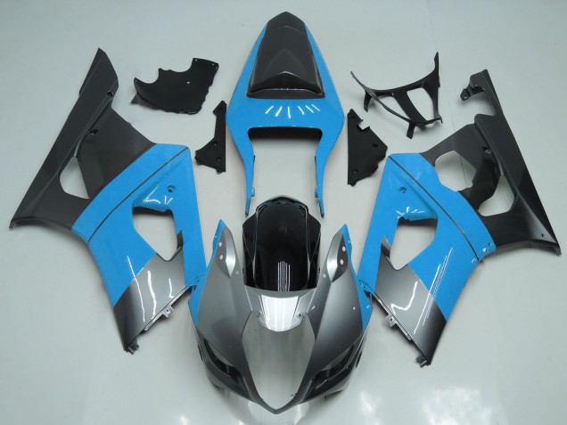 Carenados Moto Suzuki GSXR 1000 2003-2004 - Azul Claro Plata Negro Baratos