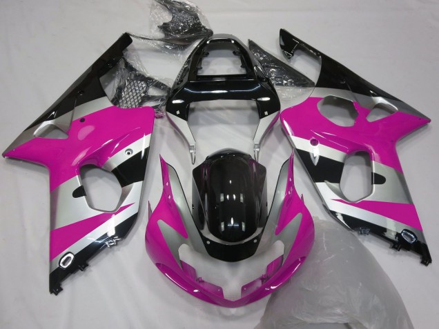 Carenados Moto Suzuki GSXR 1000 2000-2002 - Rosa Plata Negro Brillante OEM Estilo Baratos