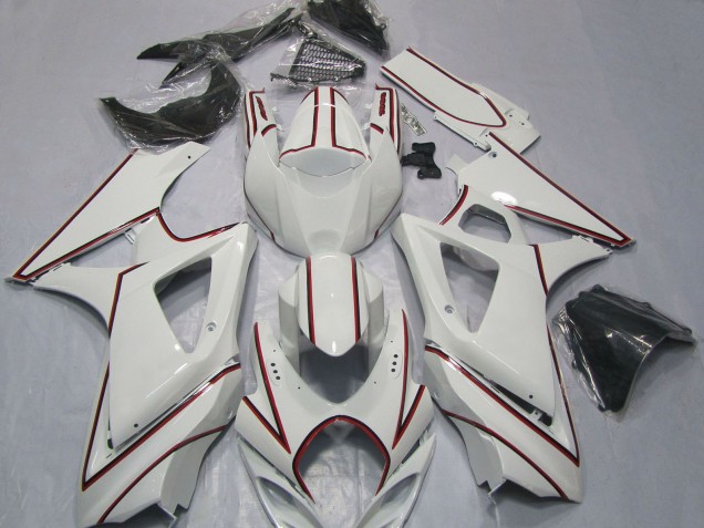 Carenados Moto Suzuki GSXR 1000 2007-2008 - Blanco Rojo Pinstripe Baratos