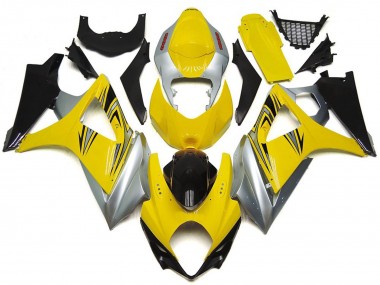 Carenados Moto Suzuki GSXR 1000 2007-2008 - Amarillo Plata Negro OEM Estilo Baratos