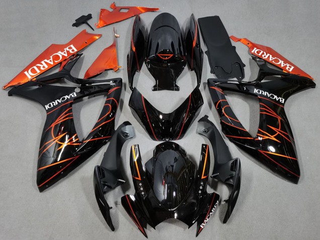 Carenados Moto Suzuki GSXR 600 / GSXR 750 2006-2007 - Negro Brillante Naranja Bacardi Baratos