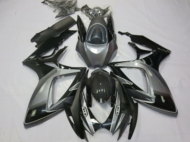 Carenados Moto Suzuki GSXR 600 / GSXR 750 2006-2007 - Gris Negro Brillante Raya Baratos