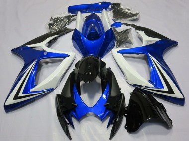 Carenados Moto Suzuki GSXR 600 / GSXR 750 2006-2007 - Blanco Azul Negro Brillante Raya Baratos