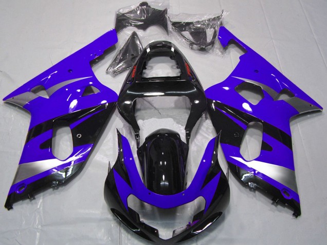 Carenados Moto Suzuki GSXR 600 / GSXR 750 2001-2003 - Azul Plata Negro Brillante OEM Estilo Baratos