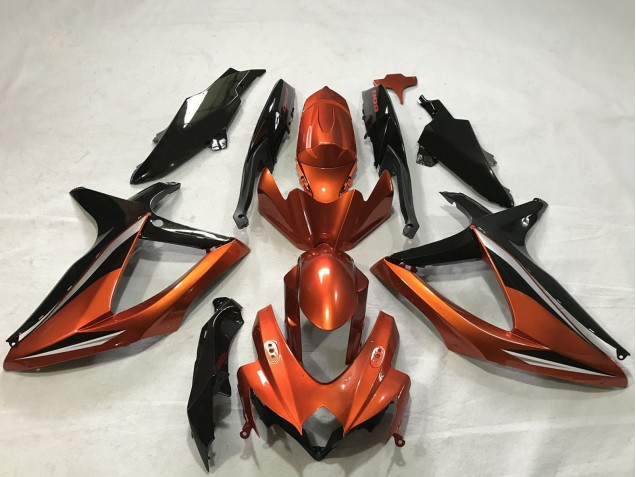 Carenados Moto Suzuki GSXR 600 / GSXR 750 2008-2010 - Burnt Naranja Negro Brillante Baratos