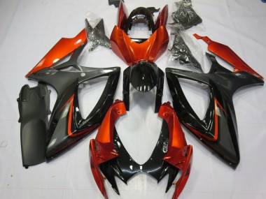 Carenados Moto Suzuki GSXR 600 / GSXR 750 2006-2007 - Burnt Naranja Gris Negro Brillante Baratos