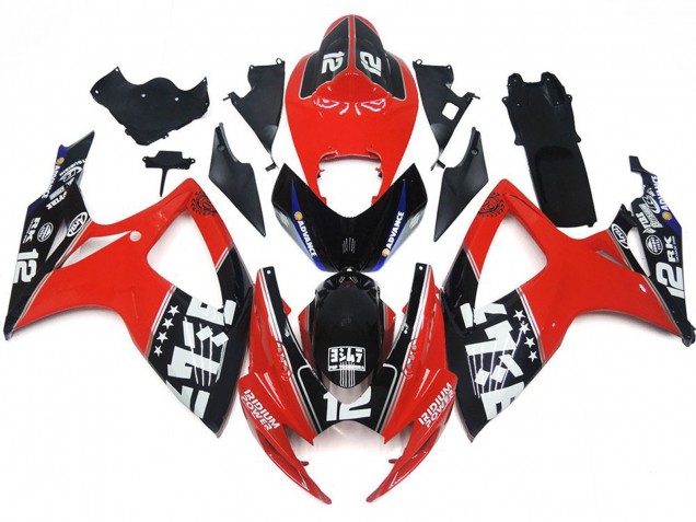 Carenados Moto Suzuki GSXR 600 / GSXR 750 2006-2007 - Rojo Negro Brillante Blanco Baratos