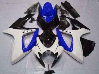 Carenados Moto Suzuki GSXR 600 / GSXR 750 2006-2007 - Blanco Azul Negro Brillante Estrella Baratos