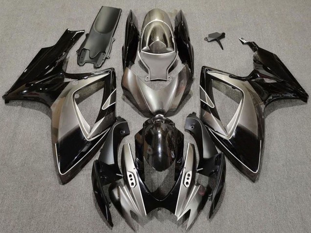 Carenados Moto Suzuki GSXR 600 / GSXR 750 2006-2007 - Plata Oscuro Negro Brillante Baratos