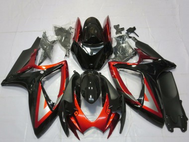 Carenados Moto Suzuki GSXR 600 / GSXR 750 2006-2007 - Negro Brillante Rojo Plata Baratos