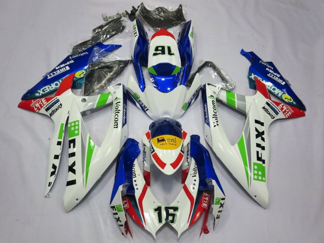 Carenados Moto Suzuki GSXR 600 / GSXR 750 2008-2010 - Blanco Azul Verde Amarillo Rojo Fixi 16 Baratos