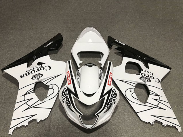 Carenados Moto Suzuki GSXR 600 / GSXR 750 2004-2005 - Blanco Negro Brillante Corona Motul Estilo Baratos