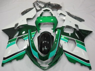 Carenados Moto Suzuki GSXR 600 / GSXR 750 2004-2005 - Verde Brillante Verde Blanco Baratos