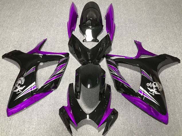 Carenado Moto Suzuki GSXR 600 / GSXR 750 2006-2007 - Púrpura Negro Brillante Baratos