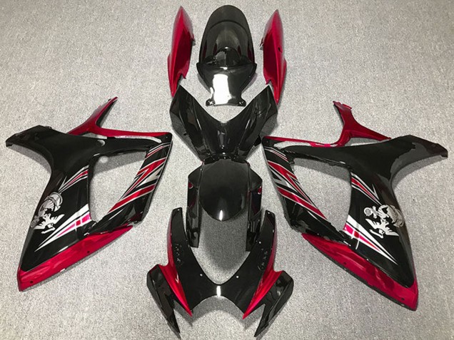 Carenado Moto Suzuki GSXR 600 / GSXR 750 2006-2007 - Rojo Negro Brillante Baratos